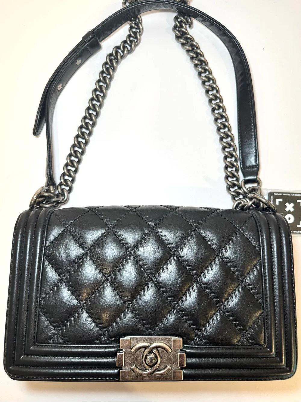 Chanel Quilted Medium Boy Bag In Black Calfskin Leather W Ruthenium Hardware